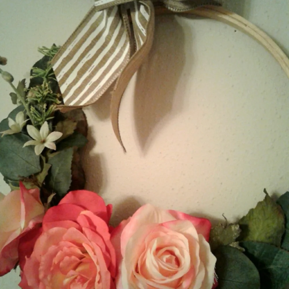 Floral Rose Hoop Faux Flowers Greenery Handcrafted Final Sale